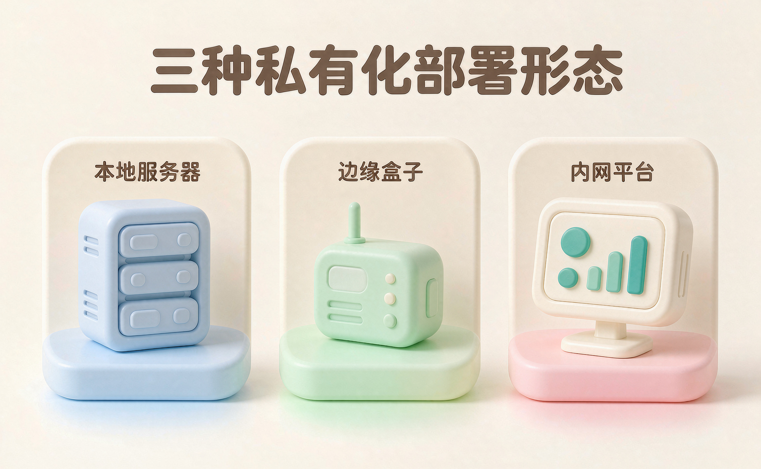三种私有化部署形态:本地服务器、边缘盒子、内网平台